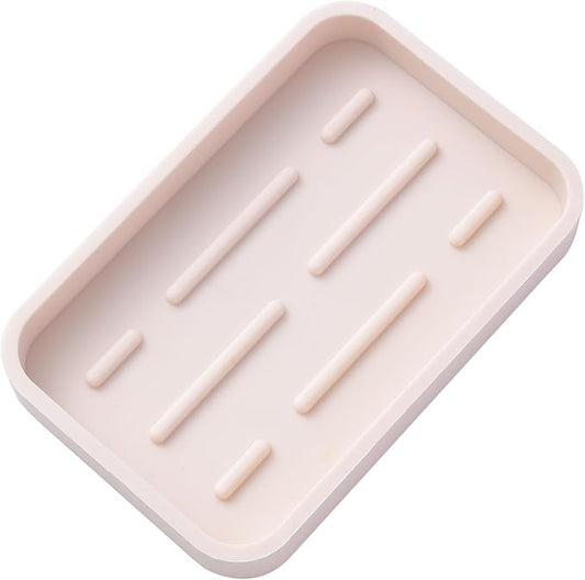MicoYang Silicone Kitchen Sink Organizer Tray for Multiple Usage,Easy Clean Sponges Holder for Kitchen Bathroom Counter or Sink,Dish Soap Dispenser,Scrubber,Bottle,Cup Tapioca 4.9”x 3.2”
