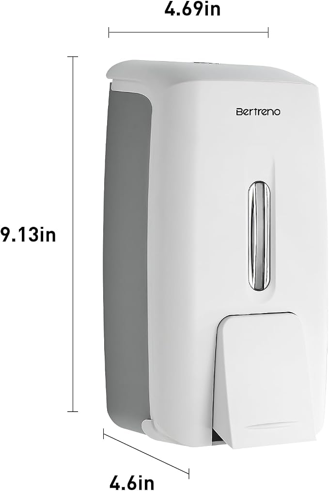 Commercial Soap Dispenser Wall Mount Manual Pump Hand Soap Dispenser 800ml Gel Liquid Hand Sanitizer Dispenser Self Adhesive for Home Bathroom (White)