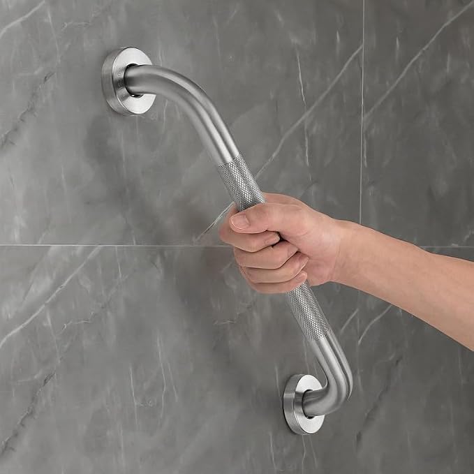 Grab Bars for Shower, 24 Inch Shower Handle, 2 Pack, Brushed Nickel | Grab Bars for Bathroom, Stainless Steel, Anti-Slip Textured Grip, 1-Inch Diameter, Wall-Mounted Safety Support for Seniors