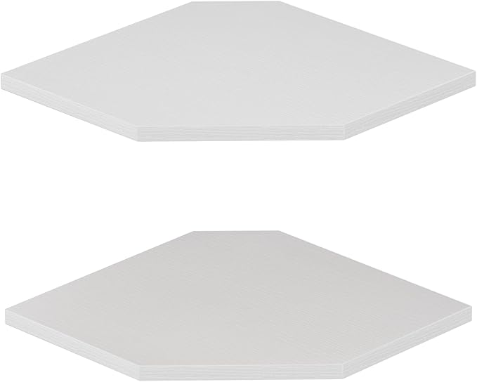 JJL Corner Shelf, 12 Inch Corner Shelf Wall Mounted with Wire Hole, 2 Tier 13.3 Inch Deep Wooden Corner Hanging Shelves for Wall Storage, for Speaker, Cable Box, White