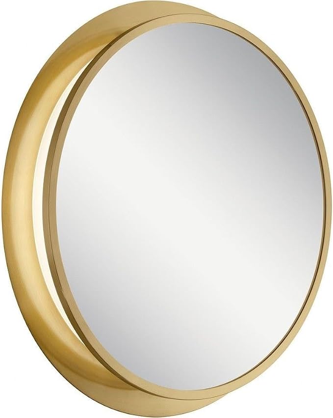 Kichler Chennai 30" LED Round Wall Mirror, Champagne Gold | Integrated LED accent lighting creates a dramatic wall-wash effect for bedrooms, hallways and entryways (30"), 86004CG