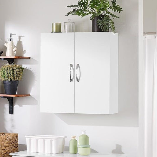 SoBuy Multifunctional Wall Mount Storage Cabinet, Wall Size, White | Wall Mount Over-Toilet Medicine Cabinet With Shelf, Multi-Purpose Storage For Kitchen Bathroom Laundry