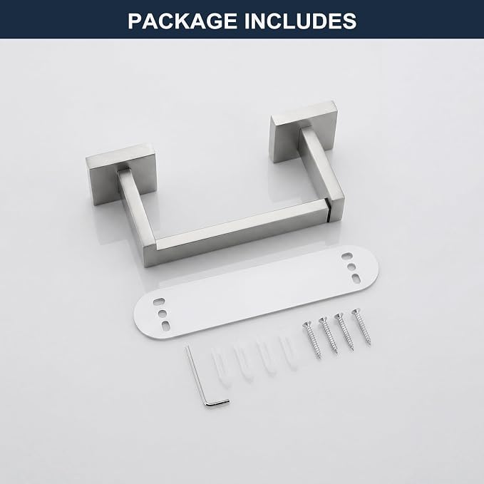 Toilet Paper Holder Wall Mount Brushed Nickel Stainless Steel | Toilet Tissue Roll Holder Bathroom Square Toilet Paper Towel Roll Holder Double Post Pivoting Tissue Handle