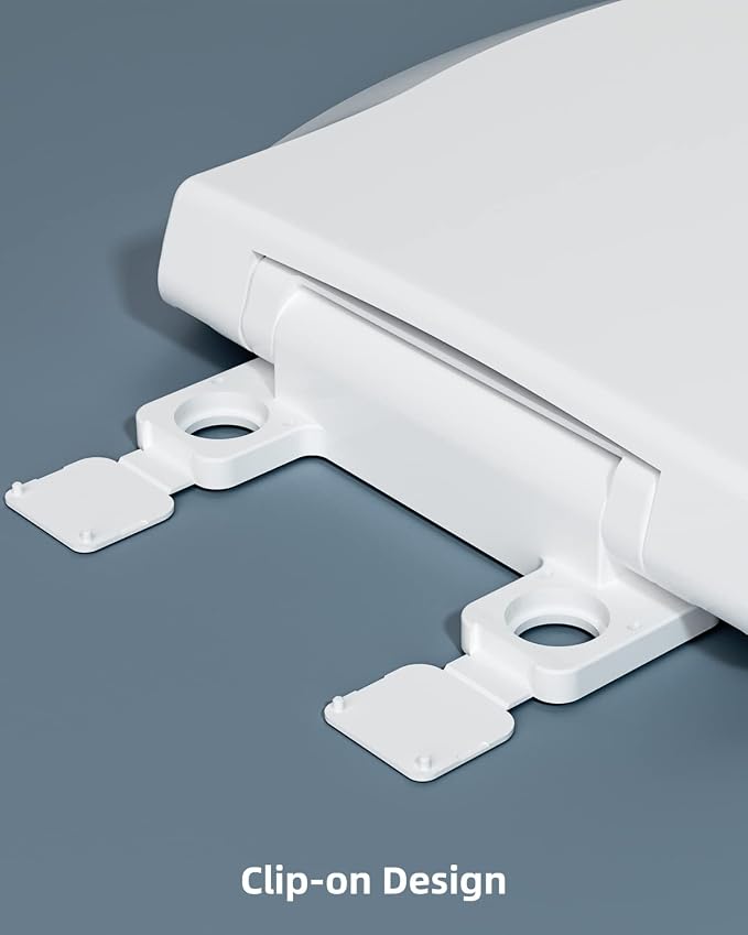Hibbent Elongated Toilet Seat with Oval Cover, Soft Close Toilet Seat, Easy to Install,Never Loosen Hinge to Prevent Shifting, Non-slip Seat Bumpers and Easily Cleaning(White)