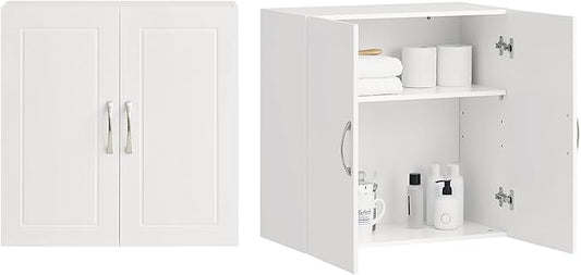 Haotian Wall Cabinet Laundry Room, Medicine Cabinet for Bathroom Kitchen Garage, Wall Storage Cabinet with Adjustable Shelf, White FRG231-W | Over the Toilet Storage Cabinet, Floating Wall Storage Medicine Cabinet With Customizable Shelf, FRG231-W
