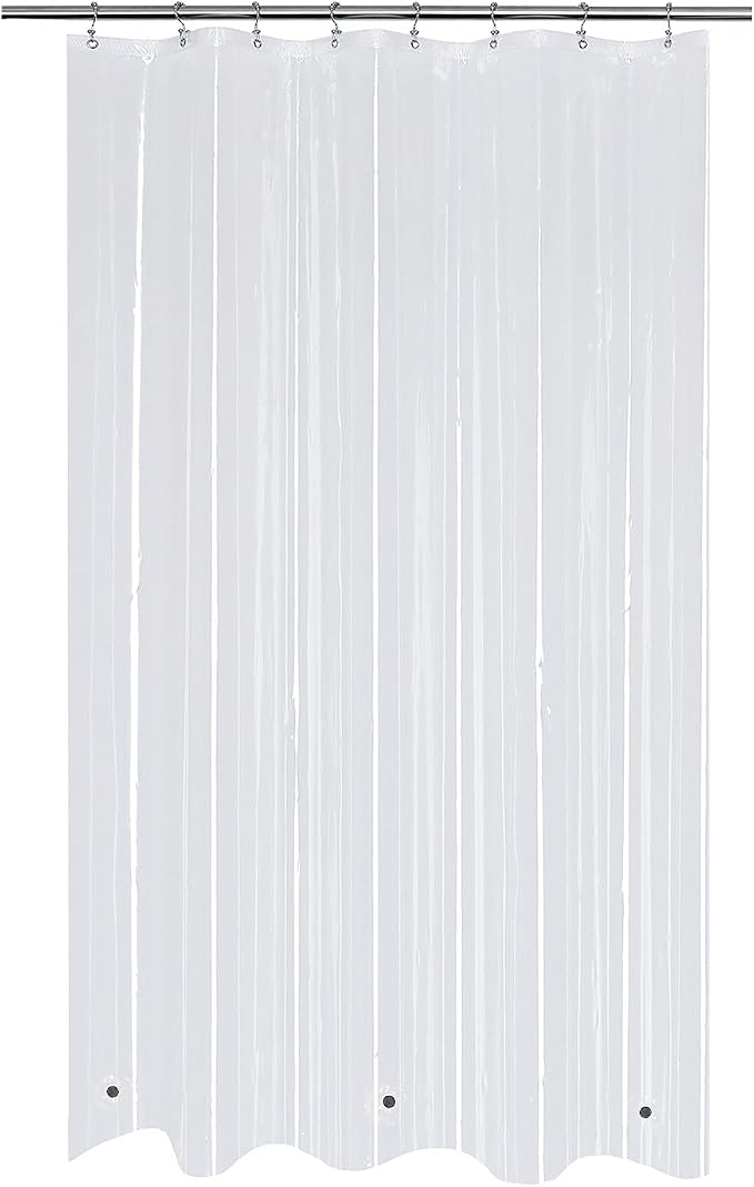 Clear Shower Curtain Liner Medium Weight Standard Size | 3 Bottom Magnets,12 Rustproof Grommets,Water Proof PEVA Plastic Shower Curtain for Bathroom, Standard Size
