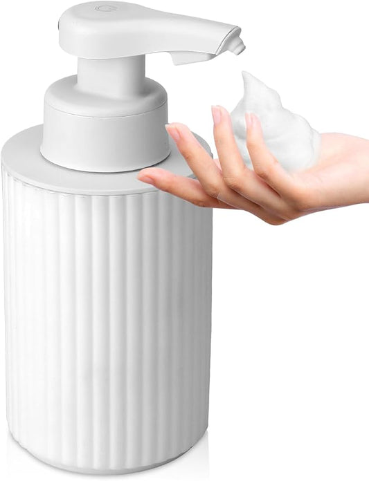 Automatic Soap Dispenser Foaming Touchless: 9oz White Plastic - Rechargeable Electric Smart Auto Foam Soap Dispenser - Hand Dish Bathroom Kitchen