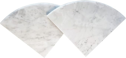 2 pcs Marble Shower Corner Shelf for Bathroom, 9 Inch x 9Inch Gray Veins and Soft White Marble Corner Shelves for Bath Wall Mounted Both Side Polished