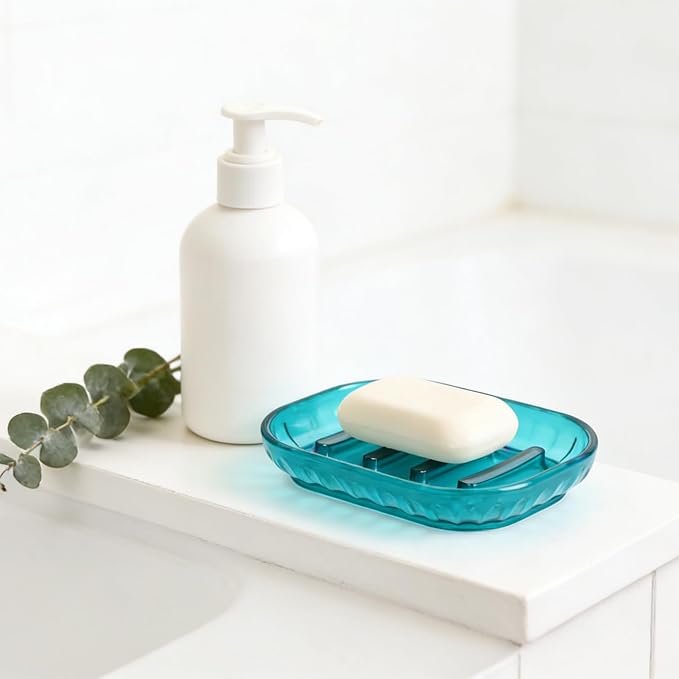 2 Pack Soap Dish Holder for Bar Soap, Bathroom Soap Dishes Bar Soap Holder | Soap Dishes Soap Saver Tray for Shower Bathroom, Kitchen Sink Soap Dish, Blue