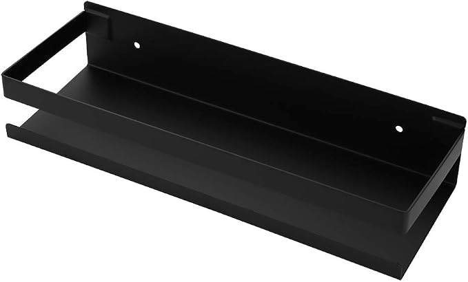 OwnMy 12 Inch Bathroom Shower Shelf Stainless Steel Wall Shower Caddy Rack | Wall Mount Shower Wall Caddy, Metal Floating Shower Shelves, Kitchen Wall Shelf, Bathroom Corner Rectangular Shelf, Black