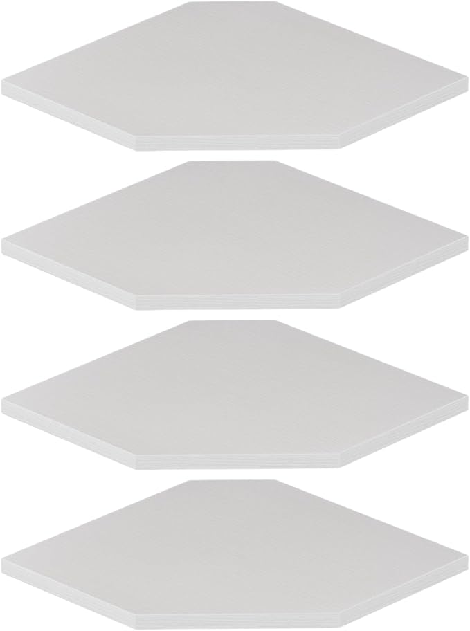 JJL Corner Shelf, 12 Inch Corner Shelf Wall Mounted with Wire Hole, 4 Tier 13.3 Inch Deep Wooden Corner Hanging Shelves for Wall Storage, for Speaker, Cable Box, White