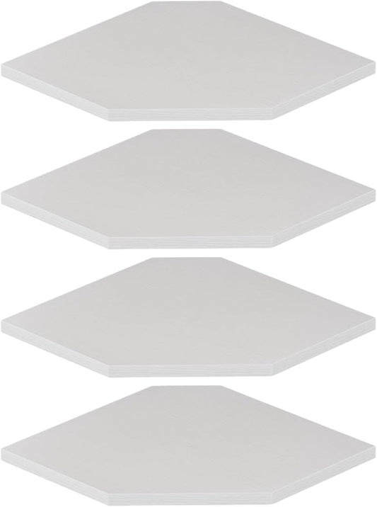 JJL Corner Shelf, 12 Inch Corner Shelf Wall Mounted with Wire Hole, 4 Tier 13.3 Inch Deep Wooden Corner Hanging Shelves for Wall Storage, for Speaker, Cable Box, White