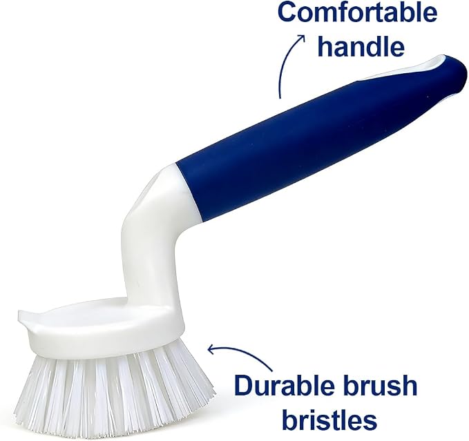 CELOX 2 Pack Dish Brush, Dishwashing Scrubber & Scraper with Handle, Wand, Kitchen Scrub Brush for Sink Grout Cleaning