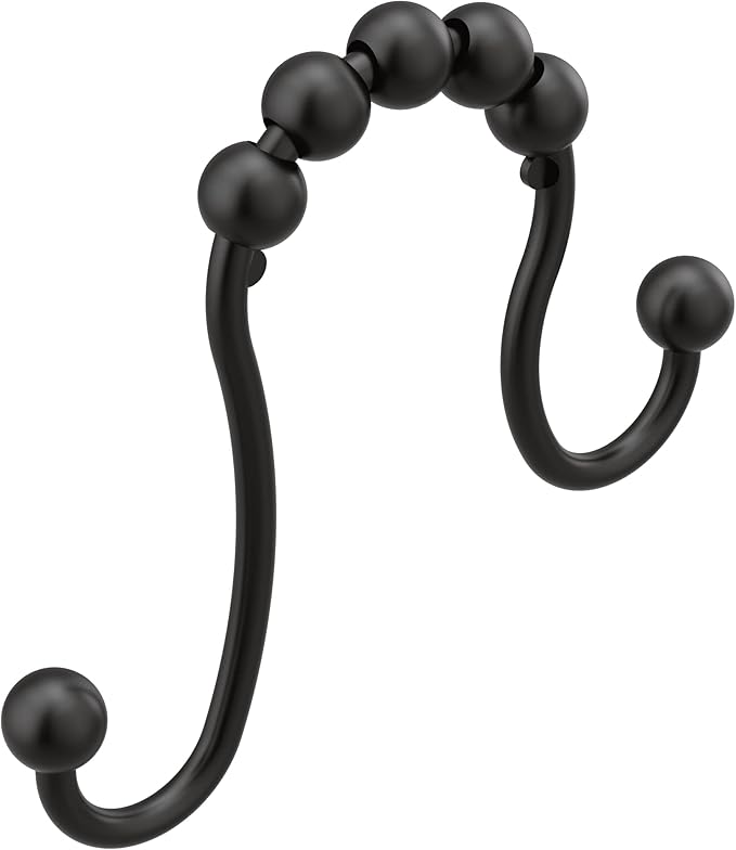 Moen Matte Black Shower Curtain Rings, Pack of 12, SR2201BL