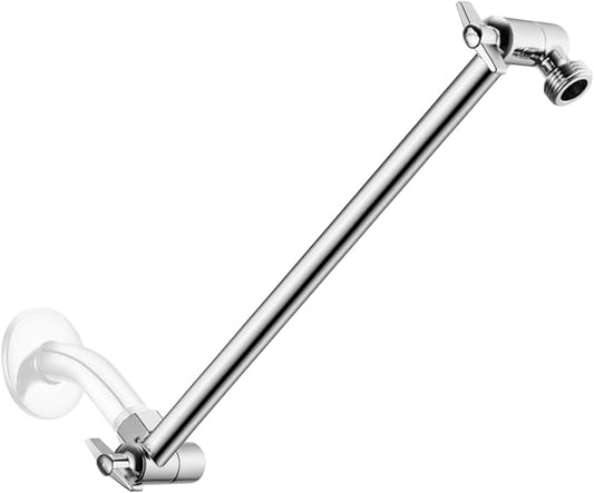 11 Inch Adjustable Shower Head Extension Arm With Locking Set Screw, Singing Rain 304 Stainless Steel Chrome Angle Height Adjustable, Easy Install, G1/2 Universal Connector Compatible (Chrome Finish)