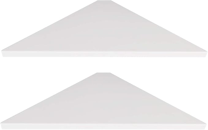 evron Corner Mounting Shelf Set of 2 – Easy to Install Floating Wall Shelves with Wood Grain Finish, Durable and Waterproof ABS Plastic for Kitchen, Bathroom, Living Room Home Décor