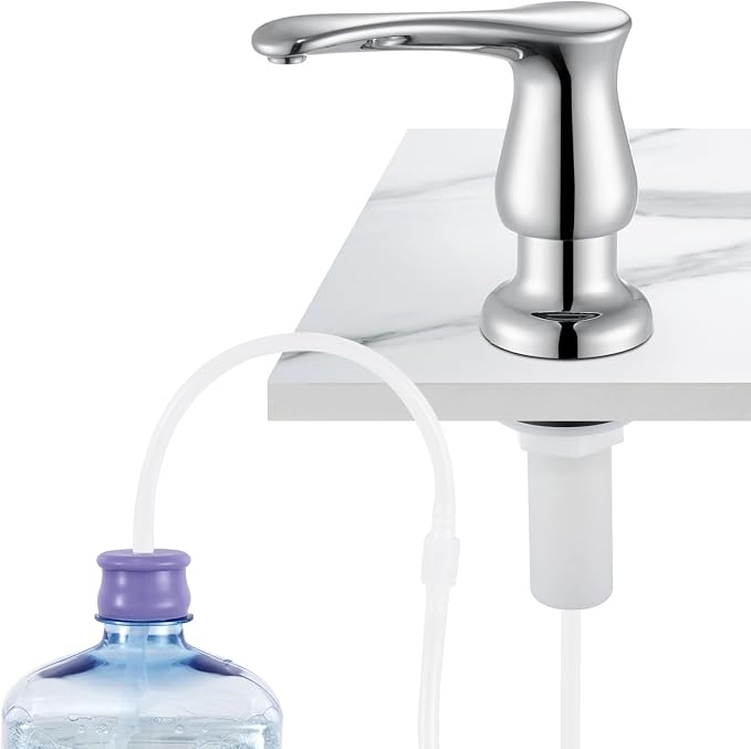 Kitchen Sink Soap Dispenser Chrome, G086C-G | Chrome Under Sink Soap Dispenser with 40" Silicone Extension Tube, Say Goodbye to Frequent Refills
