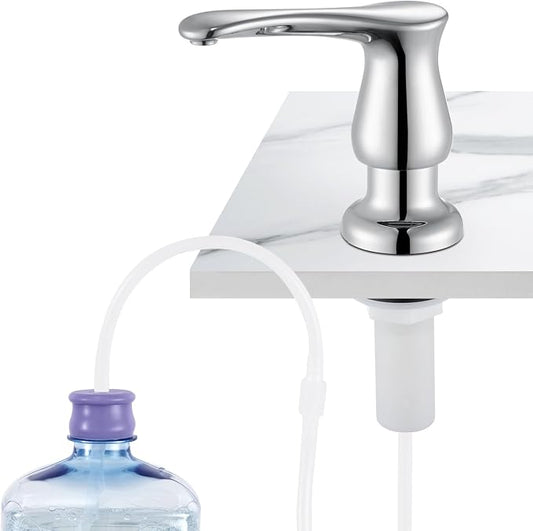 Kitchen Sink Soap Dispenser Chrome, G086C-G | Chrome Under Sink Soap Dispenser with 40" Silicone Extension Tube, Say Goodbye to Frequent Refills