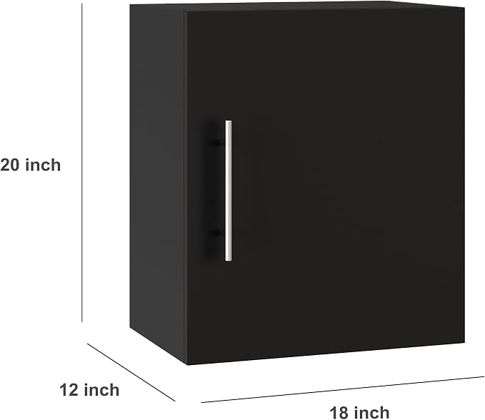 Small Wall Cabinet set of 3, 18" W x 12" D x 20" H Wooden Wall Mounted Storage Cabinet, 1 Door Cabinet with Soft Close, Metal Handle, Adjustable Shelf for Kitchen, Garage, Laundry, Bathroom,Black