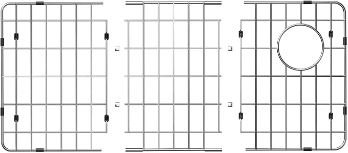 SANNO Sink Protectors and Bottom Grid for Kitchen,Sink Grate Rack Side Drain Hole,Stainless Steel, 28-1/4"L x 14-1/4"W