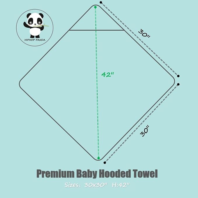 HIPHOP PANDA Ultra Soft Hooded Baby Towel - 2-Layer Thick 500GSM Absorbent | Rayon Made from Bamboo, Hooded Bath Towel for Newborn, Infant, Toddler, Baby Registry - Bear, 30x30 In