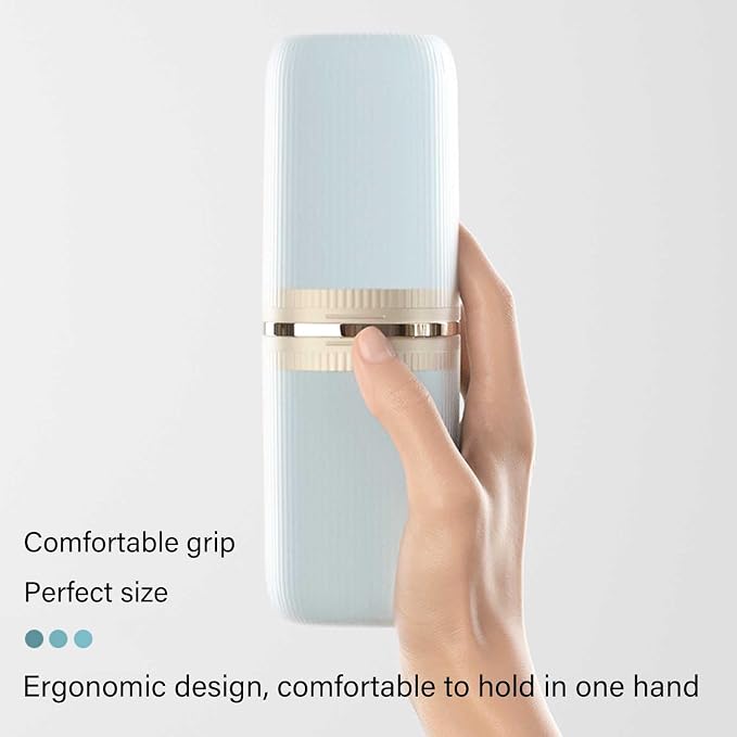 Toothbrush Travel Case Portable Travel Toothbrush Holder, Large Travel Toothbrush Cup for School, Camping, Business Trip, Bathroom, Cruise (Light Blue)