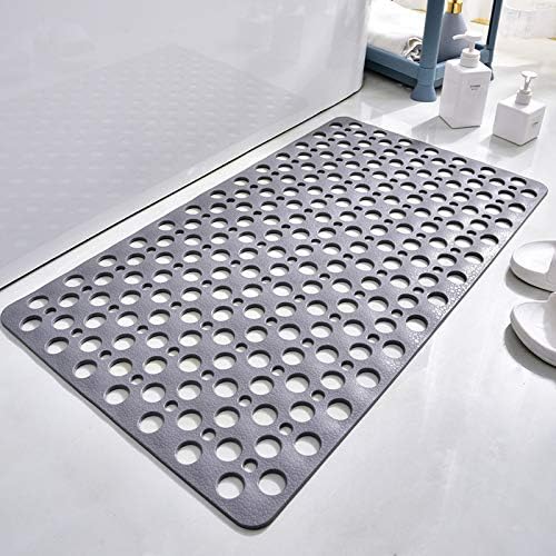 Casa and Beyond Shower Mat, Bathtub Mat Non Slip with Suction Cups and Drain Holes, Easy to Clean Soft Machine Washable, Shower Mats for Inside Shower Easy Dry&Cut (Gray,47" x 32"(Rectangular))
