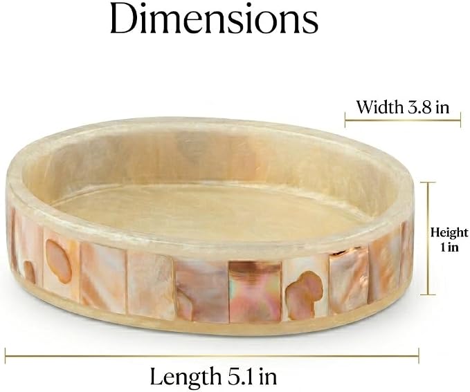 Milano Soap Dish for Bathroom - Decorative Dry Bar Holder Finished in Beautiful Mother of Pearl - Durable Resin Design - Best Dishes for Sink/Bath/Shower/Bathtub Decor