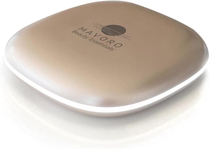 LED Lighted Travel Makeup Mirror 1x/10x, USB-C Rechargeable(Champagne Gold)