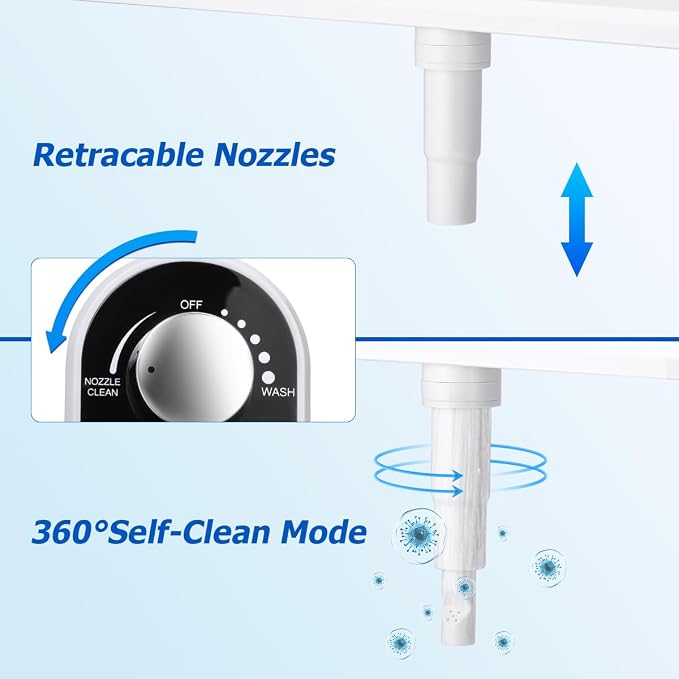 Hot and Cold Bidet Attachment for Toilet, Warm Water Bidet | Ultra Slim Non-Electric Bidet Attachment, Adjustable Pressure Self-Cleaning Nozzle, Rear & Feminine Wash, Easy Installation