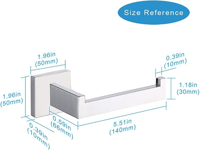 TASTOS Toilet Paper Holder Brushed Nickel 2 Pack, Toilet Tissue Roll Holders Dispenser and Hangers Wall Mounted for Bathroom & Kitchen, Stainless Steel Modern Square Style (Silver)