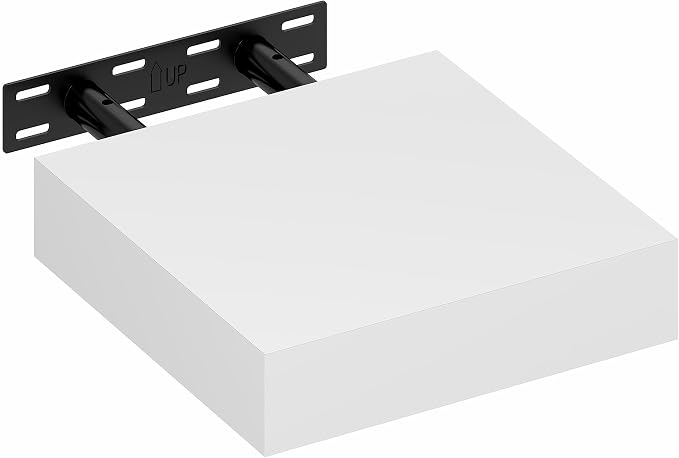 Furinno Tanna Floating Shelves for Wall, 9 x 9 Wall Shelf, Single Set Wall Mounted Floating Shelf with Invisible Bracket, 2-Inch Thick, for Bathroom, Living Room, Bedroom, Home Office, White
