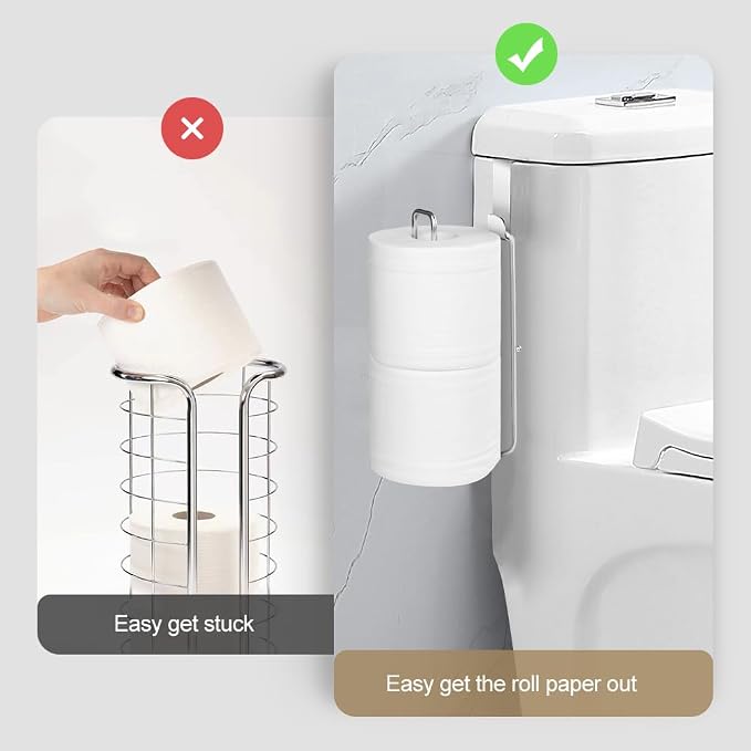 Bathroom Toilet Paper Roll Holder for 2 Roll Tissue | Brushed Nickel,Over The Tank Toilet Paper Holder,Self Adhesive Wall Mount,Stainless Steel Toilet Paper Holder Storage 2pcs
