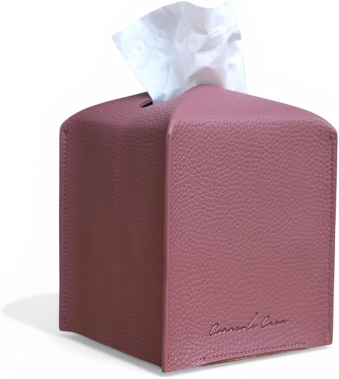 Premium PU Leather Tissue Box Holder - Elegant Hotel-Style Tissue Box Cover for Home, Office & Car Décor, Tissues Cube Organizer for a Natural & Classic Look (Mauve)