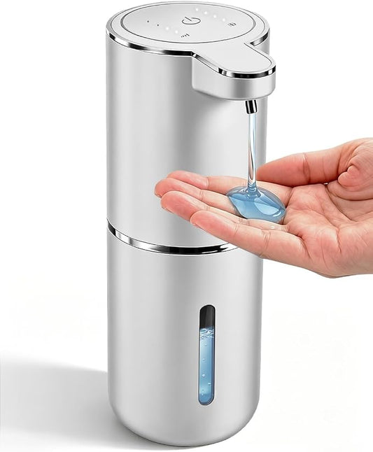 Automatic Soap Dispenser Touchless, Hands-Free, USB Rechargeable Dish Hand Soap Dispenser, 4 Adjustable Volume, Clog-Free for Bathroom Kitchen, Soap Waste Reduction, Easy for Toddlers, Silver