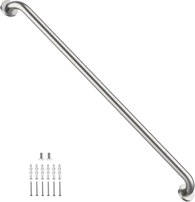 ZUEXT 42 Inch Extra Long Brushed Nickel Stainless Steel Shower Grab Bar | Concealed Wall Mounted Shower Handle Grab Bars, Support Rail for Bathtub Shower Toilet, Seniors Elderly Handicap Safety
