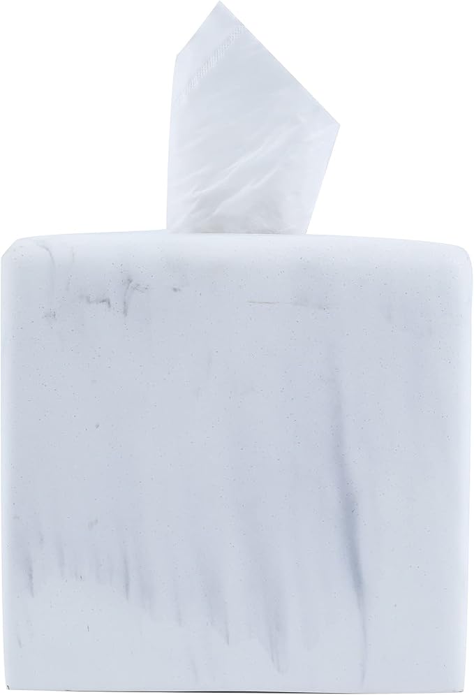 Hymmah Modern Square Tissue Box Cover Holder,Bathroom Accessories Decor Unique Design Tissue Box Cover for Bathroom Vanity Counter Tops Also Great for Bedrooms and Living Rooms