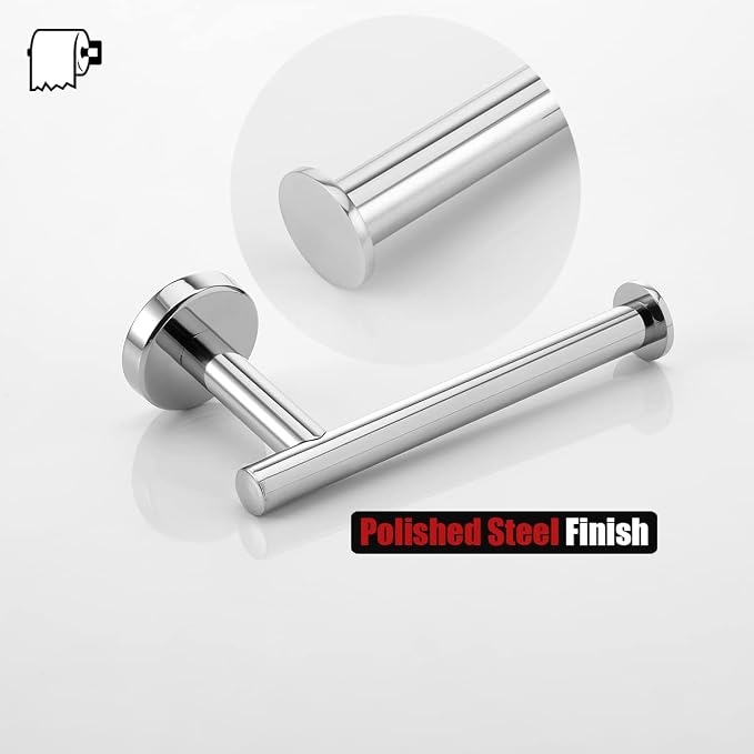 JQK Chrome Toilet Paper Holder, 5 Inch 304 Stainless Steel Thick 8mm Tissue Paper Dispenser for Bathroom, Hold Mega Rolls, Polished Chrome Wall Mount, TPH120-CH
