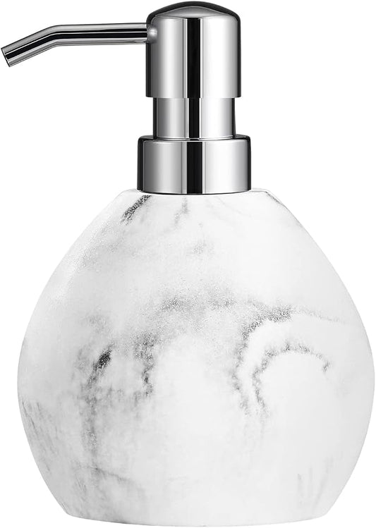 Luxspire Soap Dispenser, 15.2 oz Hand Liquid Soap Bottle, Gravel White | 430ml Premium resin, easy clean pump, stable anti-fall base, all-scene use for bathroom kitchen hotel decor