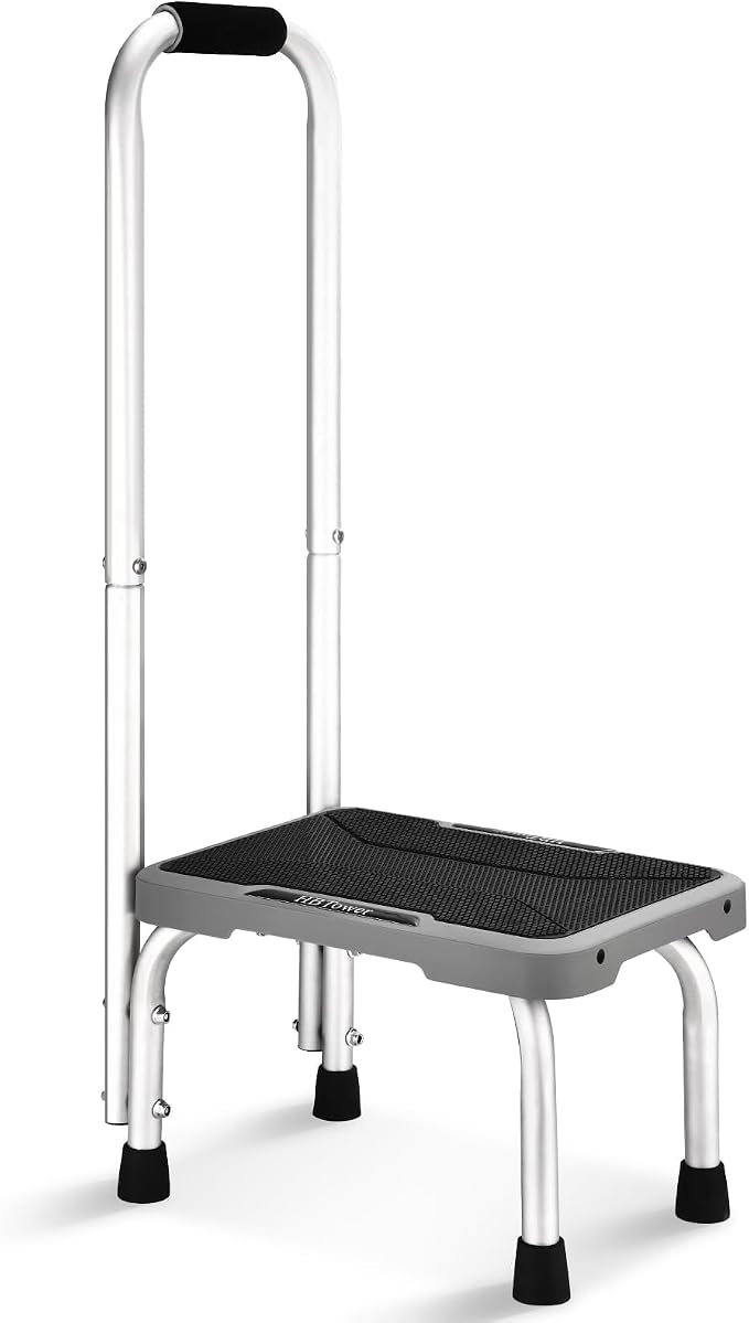 HBTower Step Stools with Handle for Adults Kids with Non-Slip Rubber Feet | Holds Up to 600 lbs, Lightweight Stepping Stools for Bedroom Kitchen Bathroom, Bed Steps for High Beds