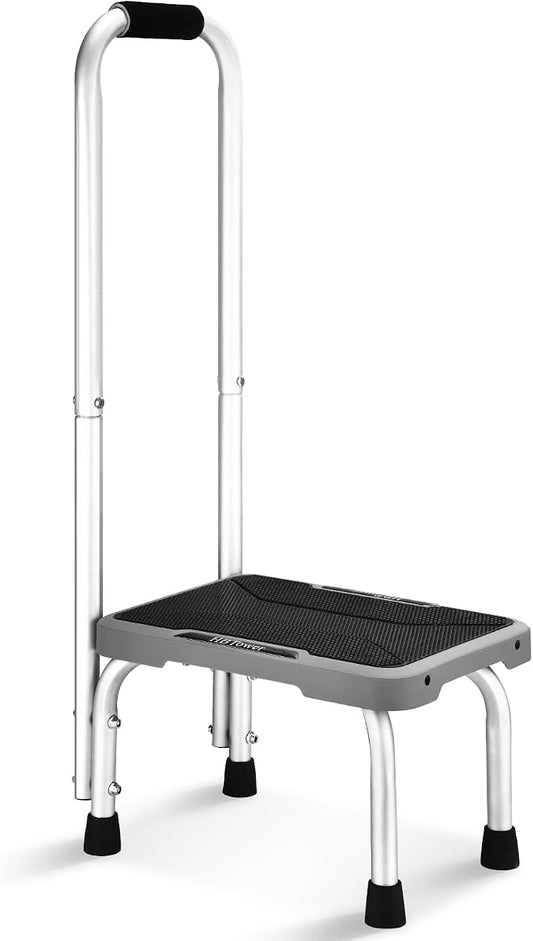 HBTower Step Stools with Handle for Adults Kids with Non-Slip Rubber Feet | Holds Up to 600 lbs, Lightweight Stepping Stools for Bedroom Kitchen Bathroom, Bed Steps for High Beds
