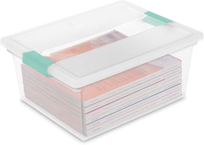 Sterilite Deep Clip Box, Clear Storage Bin with Latching Lid, 4 Pack