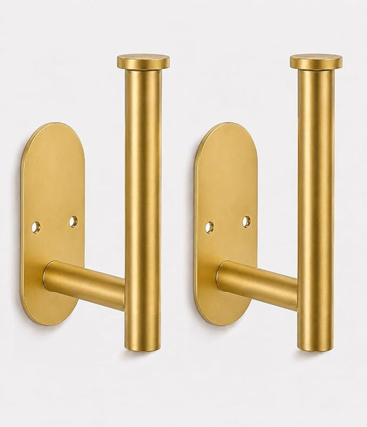 2Pcs Gold Toilet Paper Holder Wall Mount for Bathroom, Heavy-Duty Screw-in Rv Toilet Roll Holder, SUS304 Rustproof Stainless Steel Rust Proof, Suitable for Kitchen Washroom Thicken Morden Matte Black