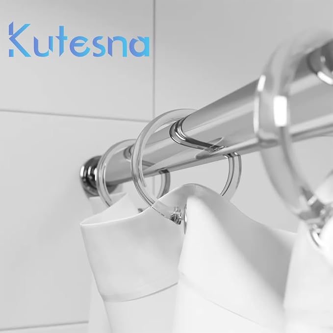 Kutesna 12 PCS Plastic Shower Curtain Rings, Clear Shower Curtain Hooks | O Shape, Resin Materials,Rust-Proof,Easy Snap Closure Shower Rings,Shower Hooks for Shower Curtain,Curtain Hooks for Bathroom