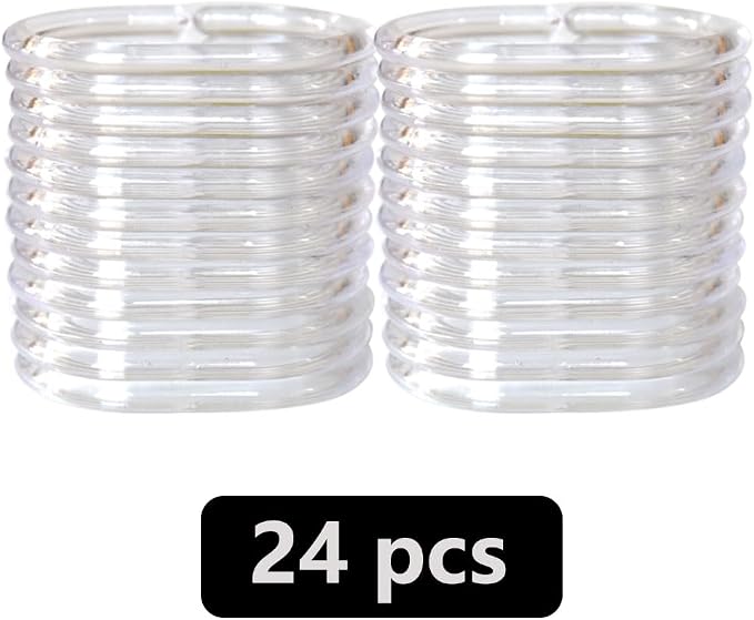 24 Pcs Clear Plastic Shower Curtain Hooks for Bathroom C Shape Shower Rings for Rod Rust Proof Curtain Rings