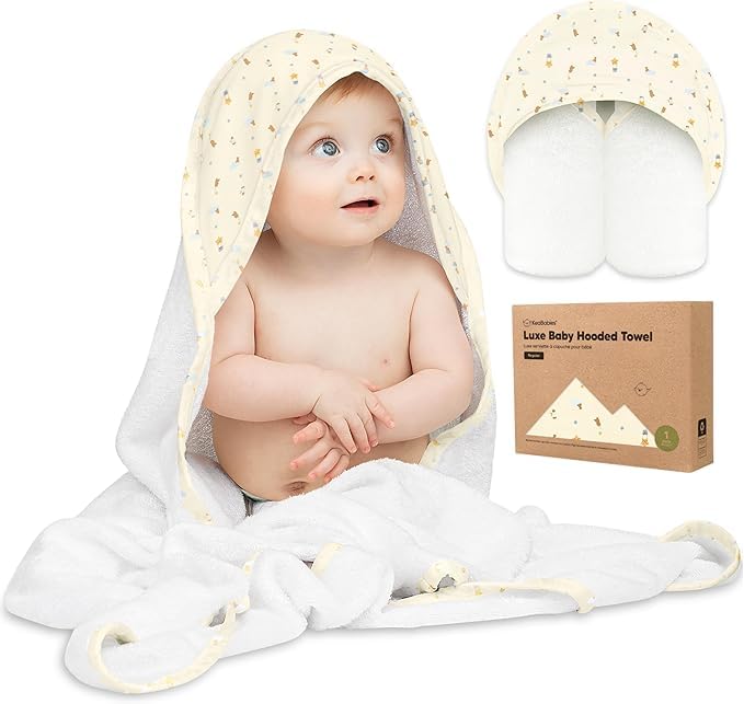 KeaBabies Hooded Baby Towel for Newborn, Baby Bath Towels (Dreamers, 35x35) | Viscose Derived from Bamboo, Large Baby Towels with Hood, Boys, Girls, Toddler, Soft Absorbent Baby Bath Essentials