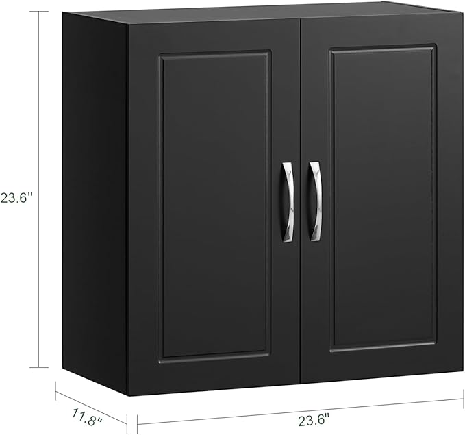 Haotian Wall Cabinet, Bathroom Storage, 23.6 x 11.8 x 23.6 in, MDF, Black | Floating Wall Storage Medicine Cabinet With Adjustable Shelf, Multi-Use Bathroom Cabinet For Entryway & Bathroom, FRG231-SCH