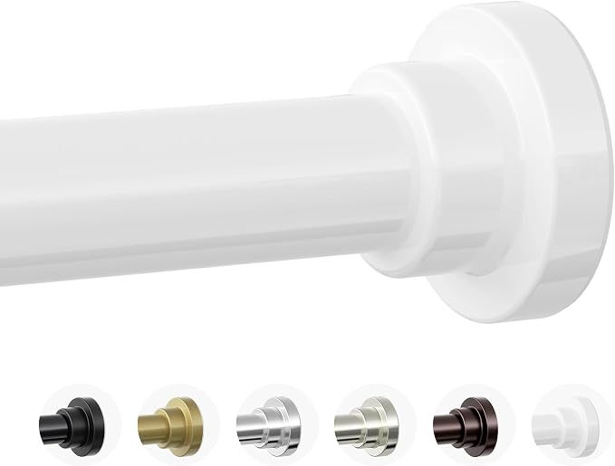Mcrbeay Shower Curtain Rod, 1" Diameter Heavy Duty Tension Shower Rod | Adjustable 28-102 inch Non Slip No Drill Spring Tension Rod For Bathroom, Shower Stall, No Rust, White