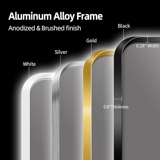 60" x 36" Gold LED Bathroom Mirror with Lights, HD Reflection | Lighted for Vanity, Anti-Fog, 3-Color Stepless Dimmable, Memory, Shatterproof, UL-Listed, Wall Backlit Mirror, Easy Mounting