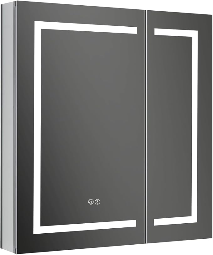 Blossom LED Lighted Bathroom Medicine Cabinet Mirror, Defogger, 30x32 | Bathroom Storage Cabinet, Medicine Cabinets Organizer, Vanity Mirror with Storage, Recessed/Surface Mount, Adjustable Shelves